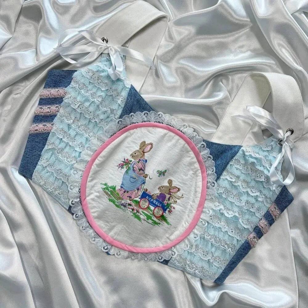 Vintage Bunny Lace Corset Top – Cottagecore Coquette Aesthetic - Picture 3 of 8